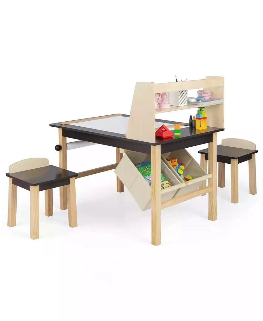 GOUUN Kids Art Table and Chairs Set with Paper Roll and Storage Bins 2