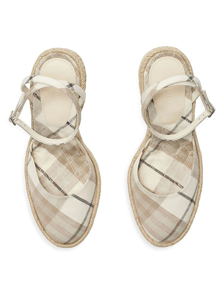 Burberry Mews Check Espadrille Wedge Sandals 4