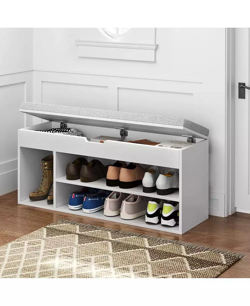 Gymax Shoe Bench Home Entryway Shoes Storage Bench w/ Padded Seat 
Hidden Storage 5