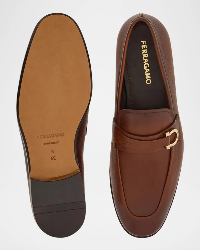 NEW! $995 Salvatore Ferragamo Florio Gancini Brown Leather Loafers 11 Salvatore Ferragamo Men main image 3