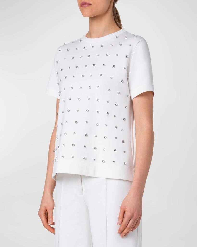 Akris Cotton Jersey T-Shirt with Crystal Studs Embellishments 3