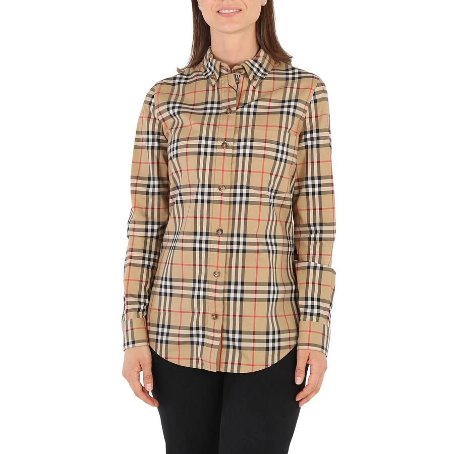 Burberry Burberry Ladies Vintage Check Stretch Cotton Button-down Collar Shirt, Brand Size 4 (US Size 2) 1
