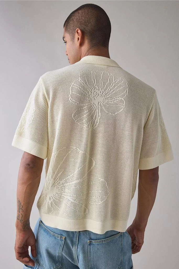 Obey OBEY UO Exclusive Floral Open Knit Short Sleeve Polo Sweater 2