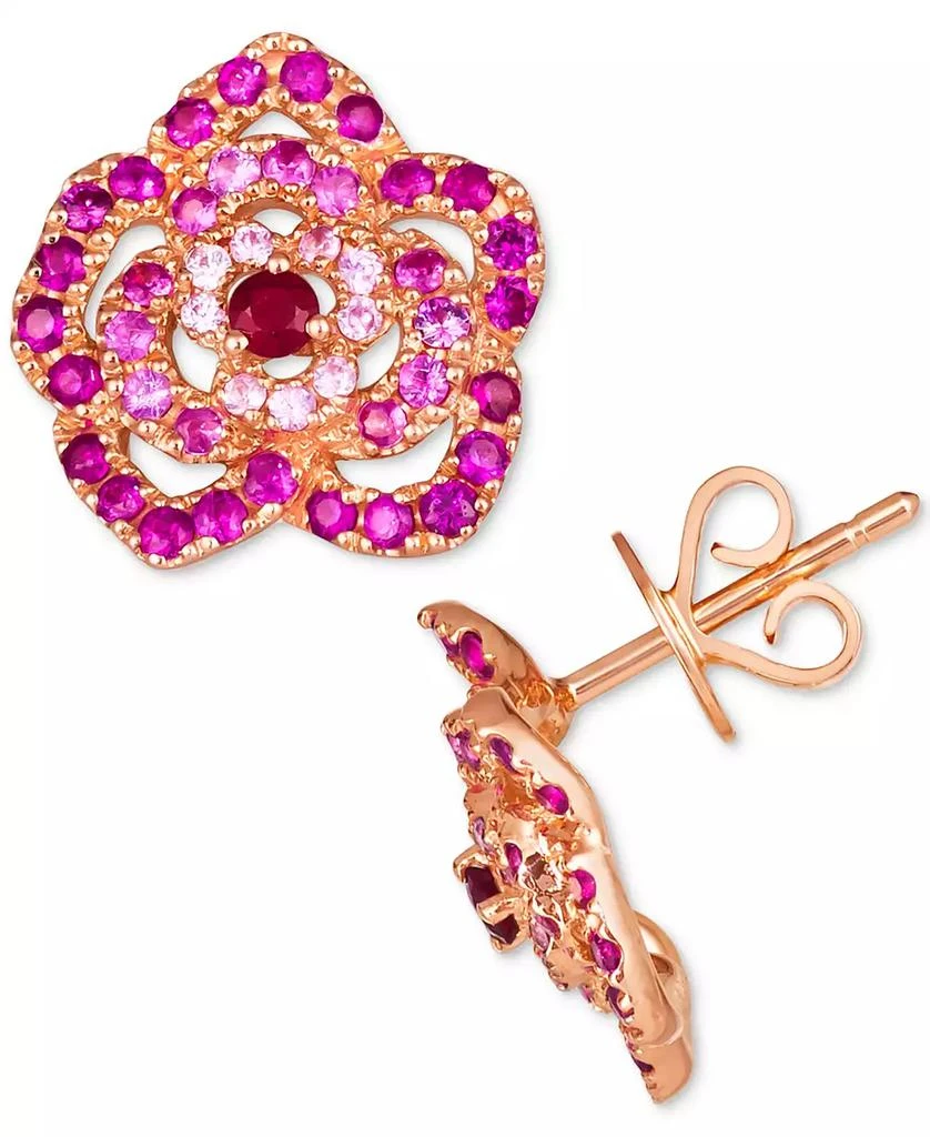 Le Vian Passion Ruby (1/8 ct. t.w.) 
Bubble Gum Pink Sapphire (1-1/6 ct. t.w.) Flower Stud Earrings in 14k Rose Gold 2