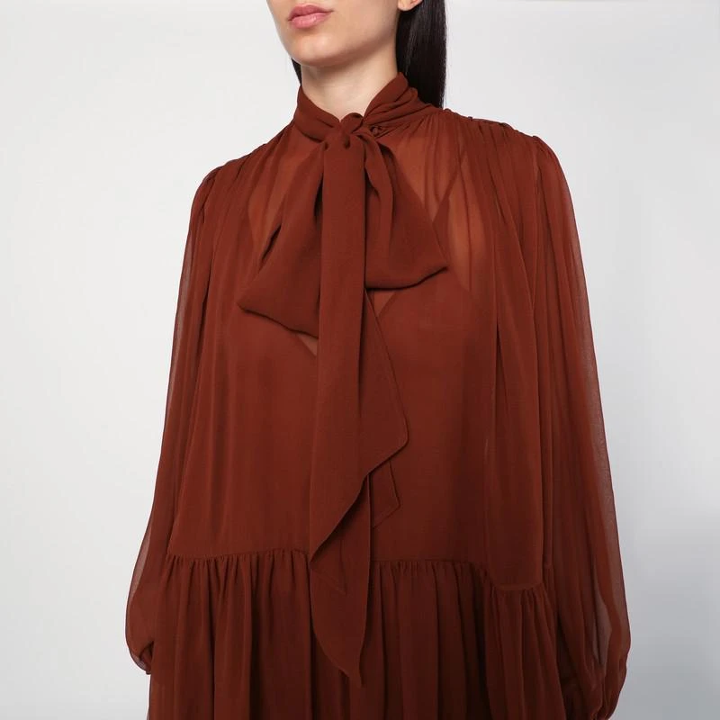 Yves Saint Laurent Rust-colored lavallière silk dress 4