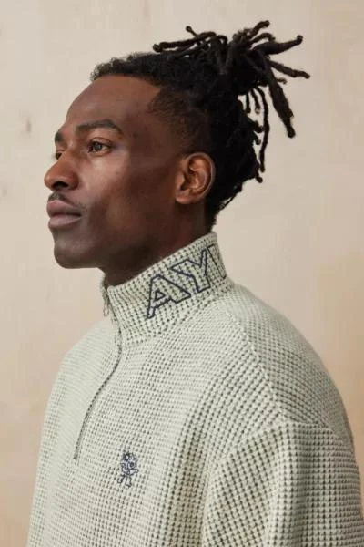 Ayker Ayker Ecru Quarter-Zip Waffle Fleece Sweatshirt 2