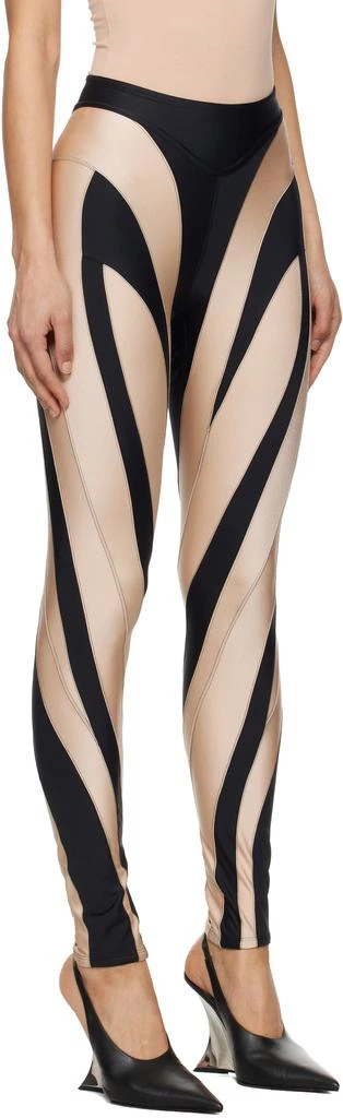 Mugler Black & Beige Spiral Leggings 2