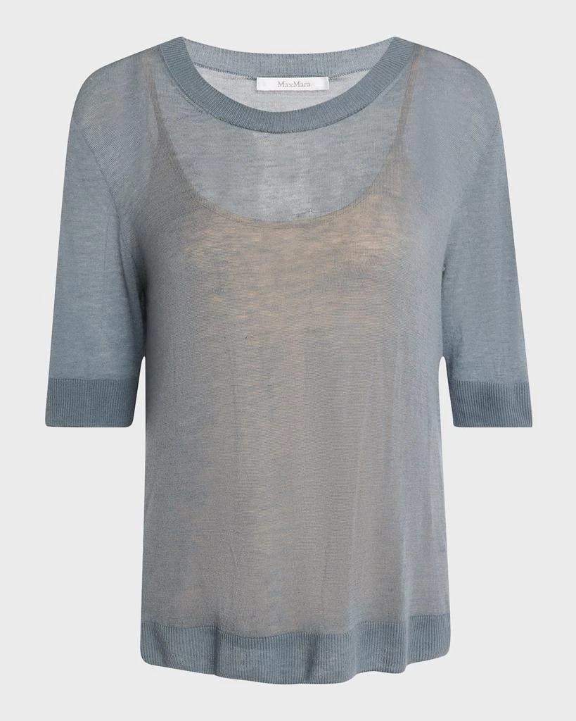 Max Mara Negelia Short-Sleeve Sheer Knit Sweater 1