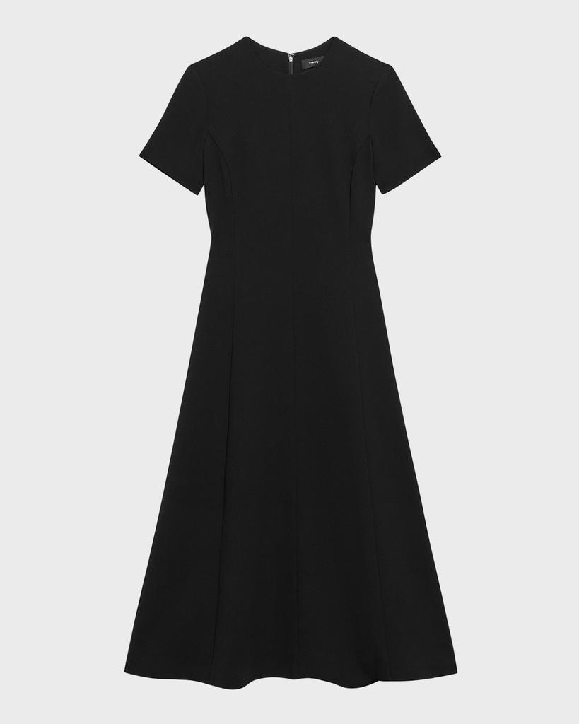 Theory Admiral Crepe Flared Short-Sleeve Midi Dress