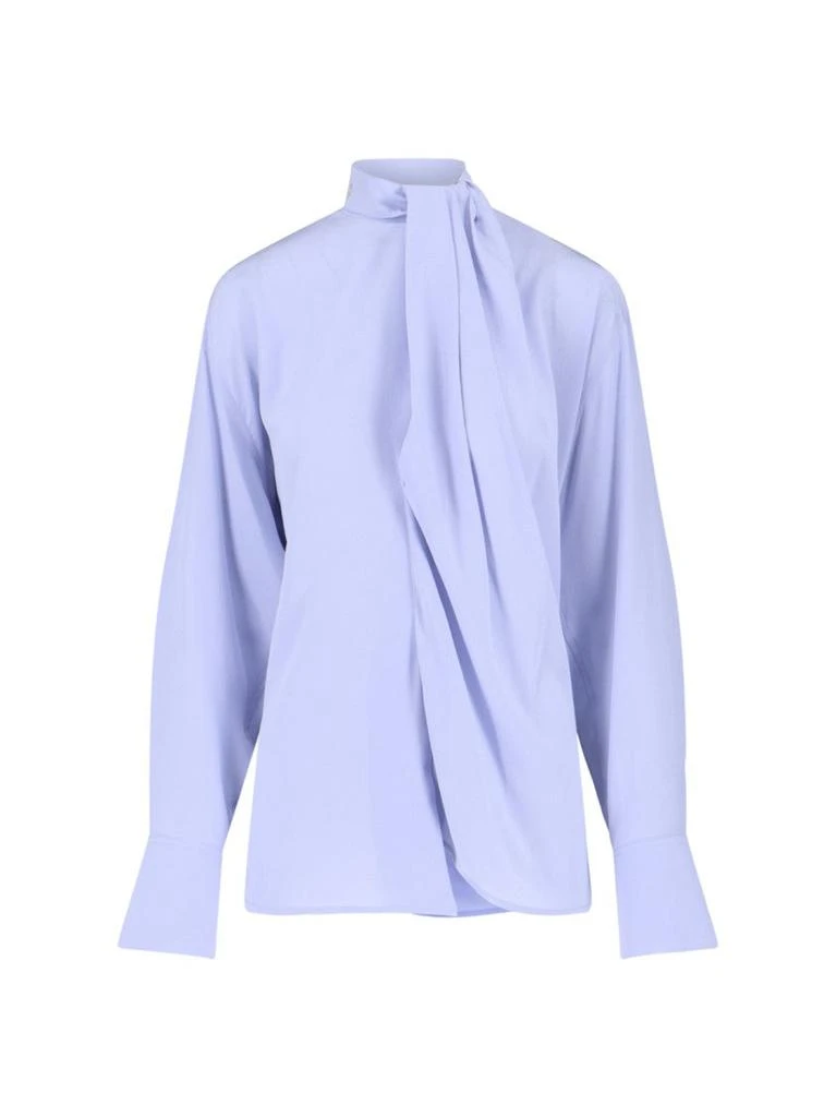 Victoria Beckham Silk Lavallière Shirt Light Blue 1