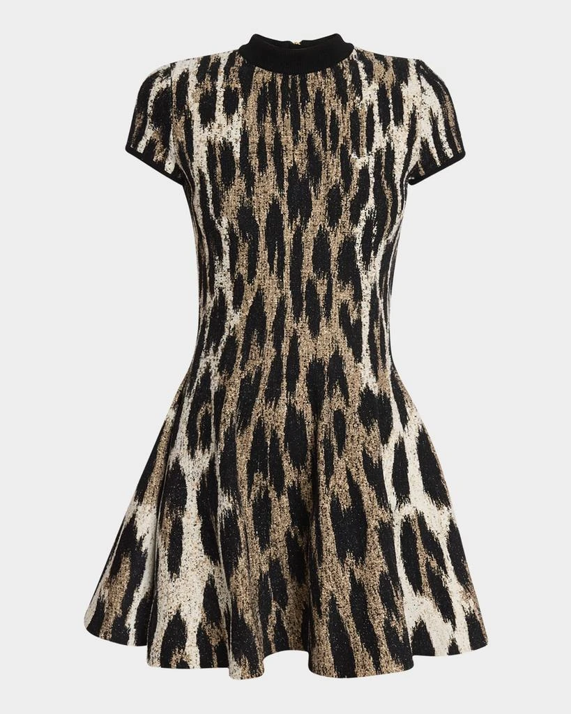 Balmain Leopard Jacquard Fit-&-Flare Mini Dress 1