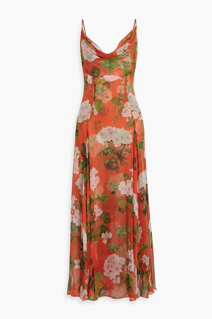 Oscar de la Renta Draped floral-print silk-chiffon maxi dress 1