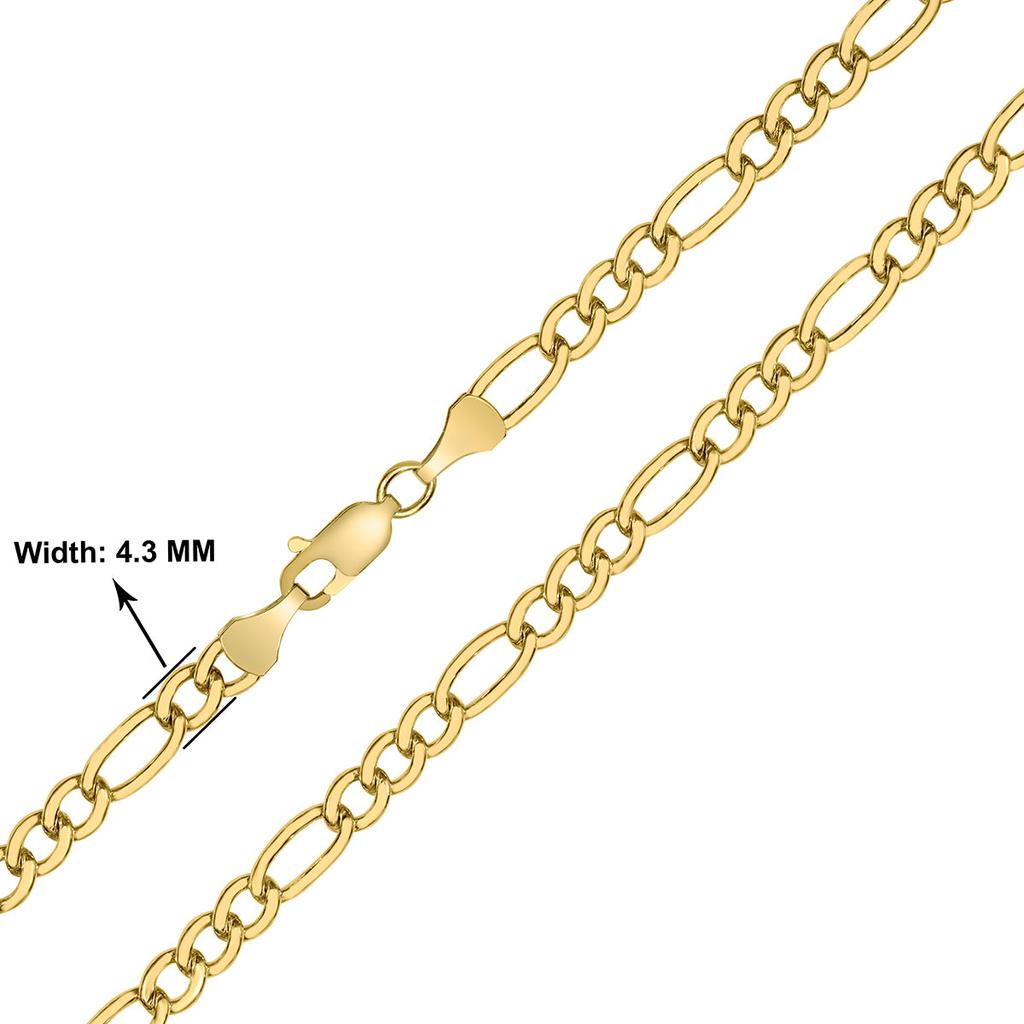 Monary 14K Yellow Gold Filled 4.3mm Figaro Chain with Lobster Clasp - 18 Inch