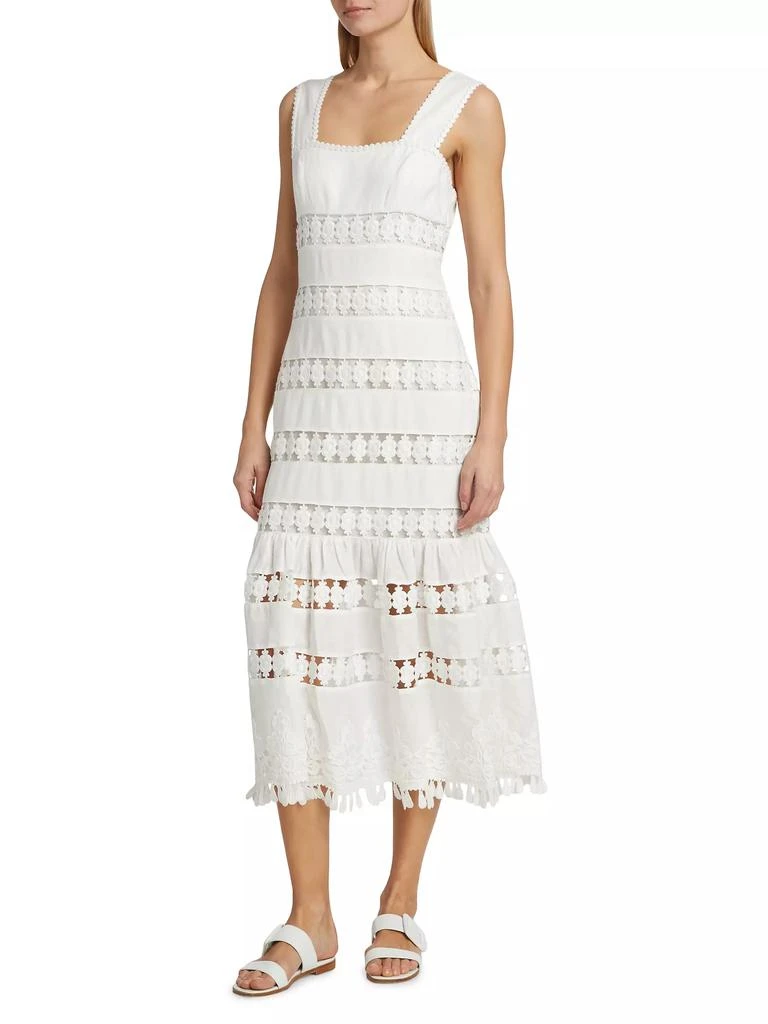 Zimmermann Pop Linen Lace Paneled Midi-Dress 4
