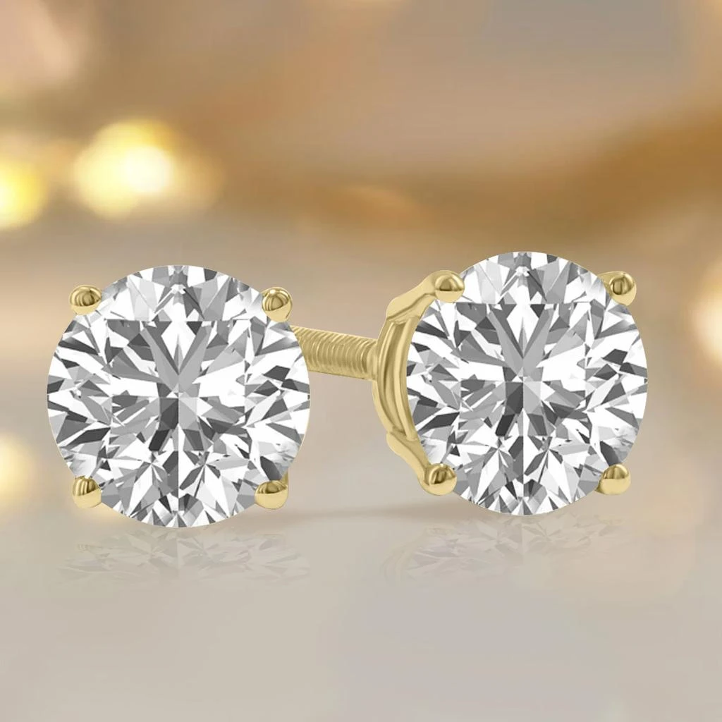 SSELECTS Igi Certified 2 Carat Tw Lab Grown Diamond Solitaire Earrings In 14K Yellow Gold 4