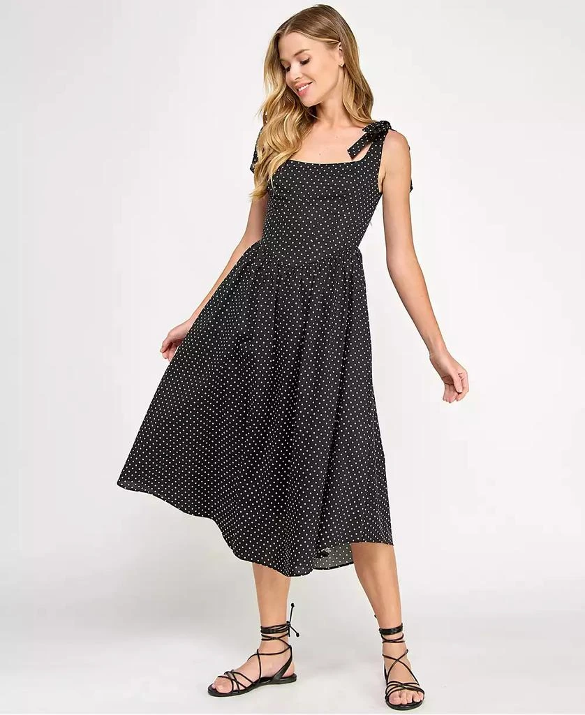Shop Juniors' Polka-Dot Shoulder-Tie Midi Dress on Sale at BeyondStyle   Get 71% Off Juniors' Polka-Dot Shoulder-Tie Midi Dress with Limited-Time  Flash Deals, Exclusive Discounts, and Special Offers. Enjoy Unbeatable  Savings on