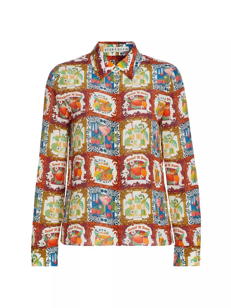 Alice + Olivia Willa Cocktail Silk Shirt 1