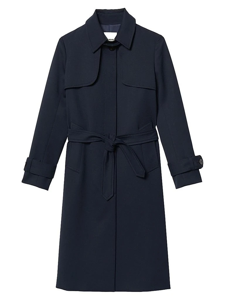Sandro Trench Coat with Pleated Inset 1