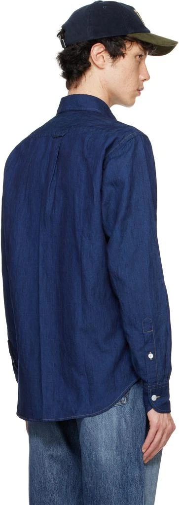 Drake's Blue Cotton Linen Two-Pocket Work Denim Shirt 3