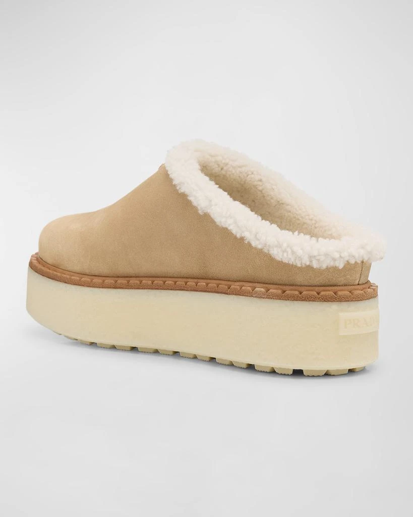 Prada Suede Shearling Cozy Platform Mules 4