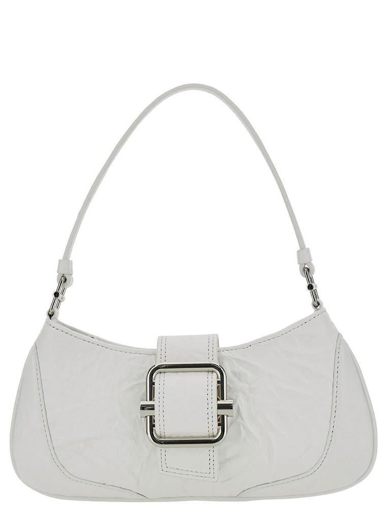 Osoi 'Small Brocle' White Shoulder Bag In Hammered Leather Woman