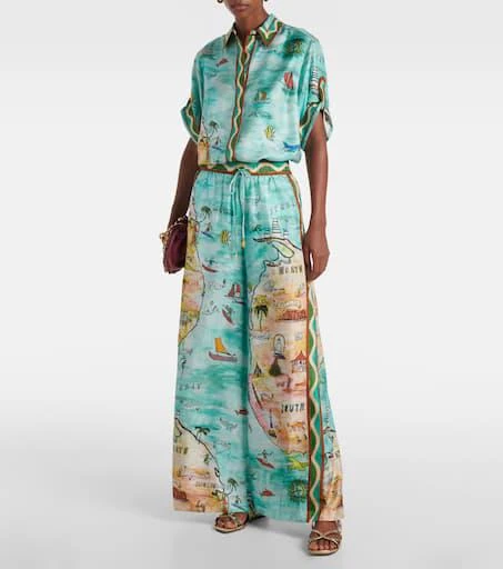 ALÉMAIS Swell printed silk twill pants 2