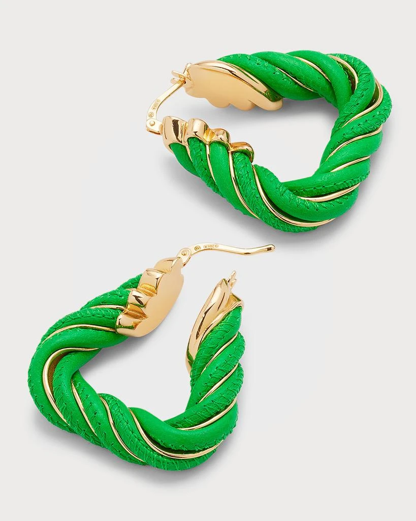 Bottega Veneta Leather Twist Triangle Hoop Earrings 4