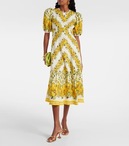 Alémais Gisela floral linen midi dress