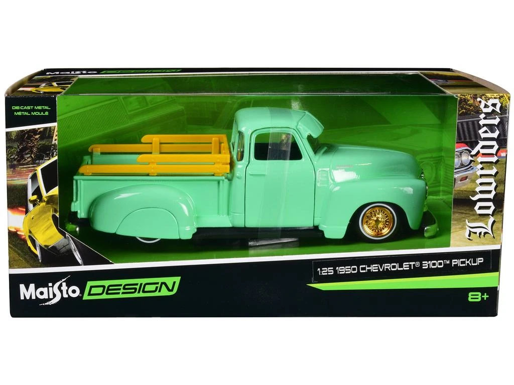 Maisto 1950 Chevrolet 3100 Pickup Truck Lowrider Light Green with Gold Wheels "Lowriders" Series 1/24 Diecast Model Car by 1