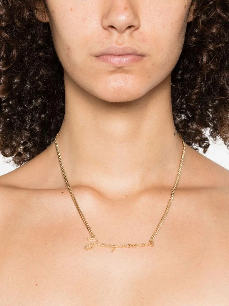 Jacquemus Cursive Logo Pendant Gold-tone Necklace 2