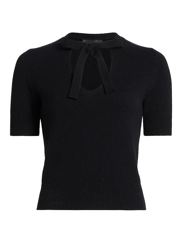 Nili Lotan Connie Cashmere Tie-Neck Short-Sleeve Sweater 1