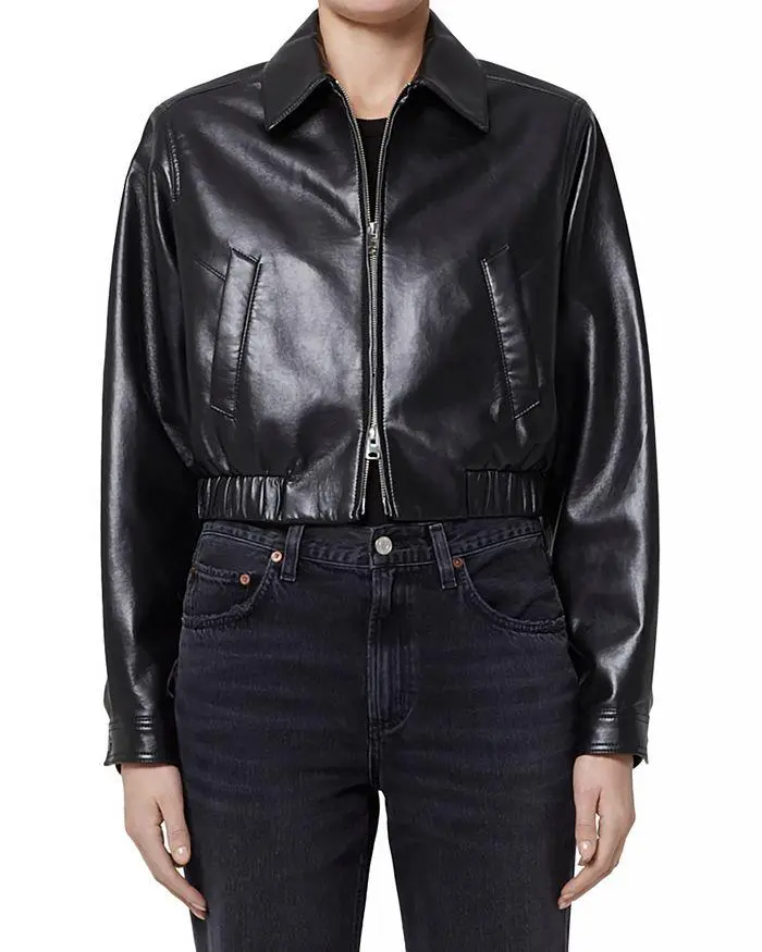 AGOLDE x Shoreditch Ski Club Essie Leather Cropped Jacket