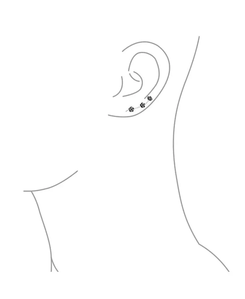 Bling Jewelry Retro 3D Flower Three Roses Wire Ear Pin Climbers Crawlers Rose Earrings Oxidized Sterling Silver 4