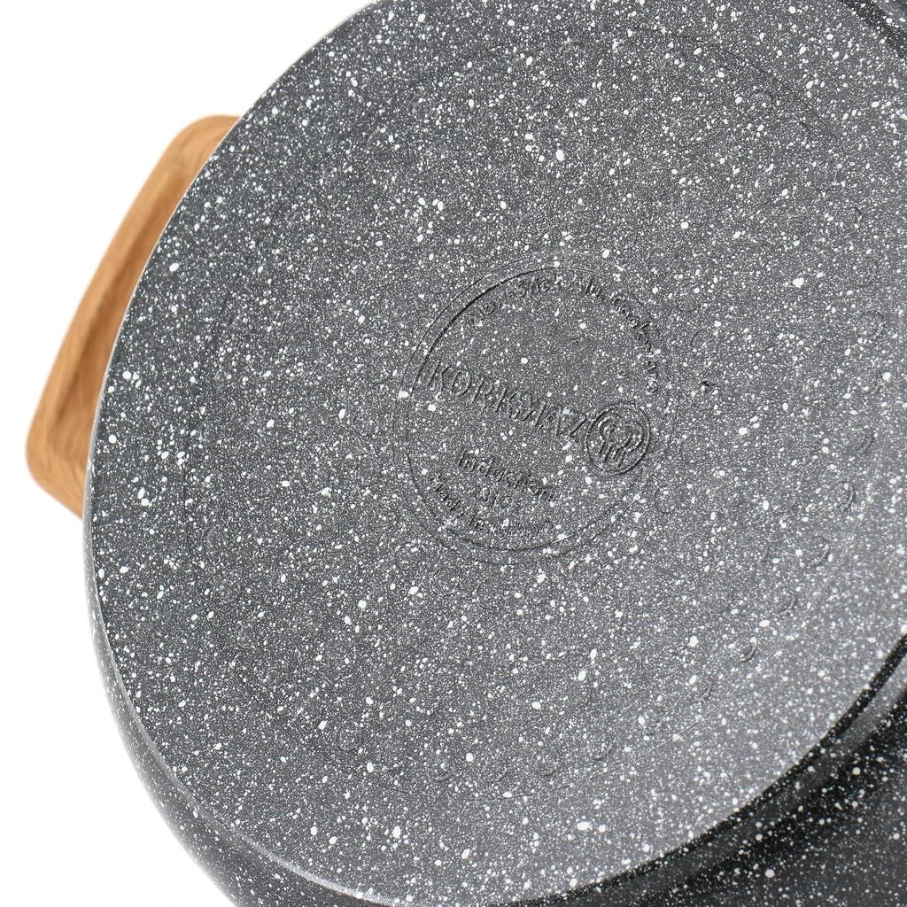 Korkmaz Montana 2 Piece 3.5 Liter Aluminum Nonstick Low Casserole Dish with Lid and Faux Wood Handles 3