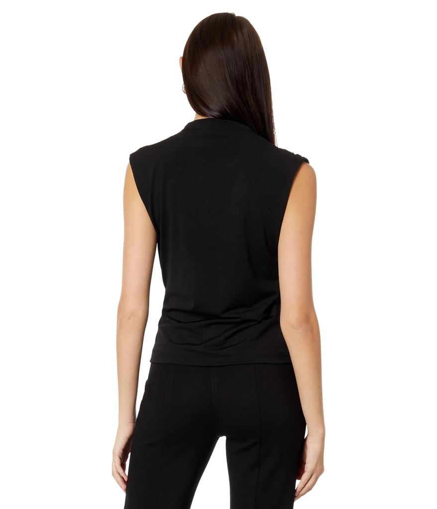 Elliott Lauren Top Notch Draped Sleeveless Top w/ Zipper Detail