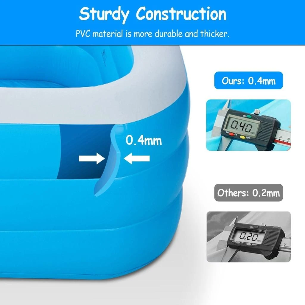 EJOMI Inflatable Pool for Adults 103*69*24inch Family Swim Play Center Pool Blow up Kiddie Pool for Family Inflatable Lounge Pool 4