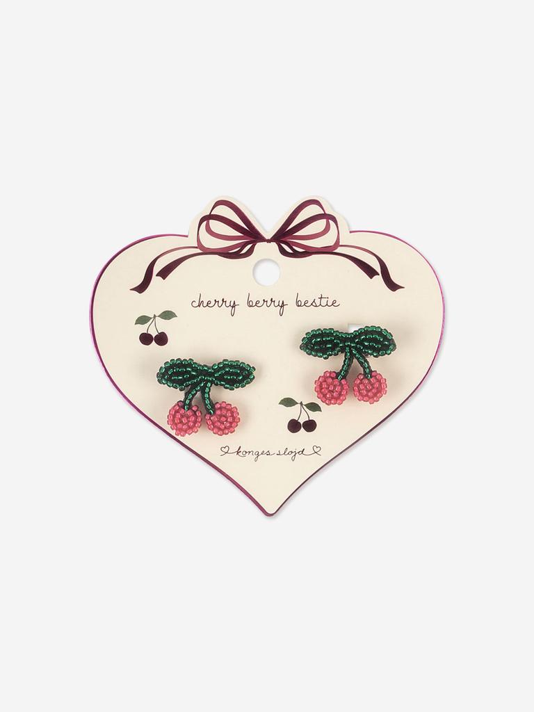 Konges Slojd Girls 2 Pack Pearly Cherry Hair Clips in Pink
