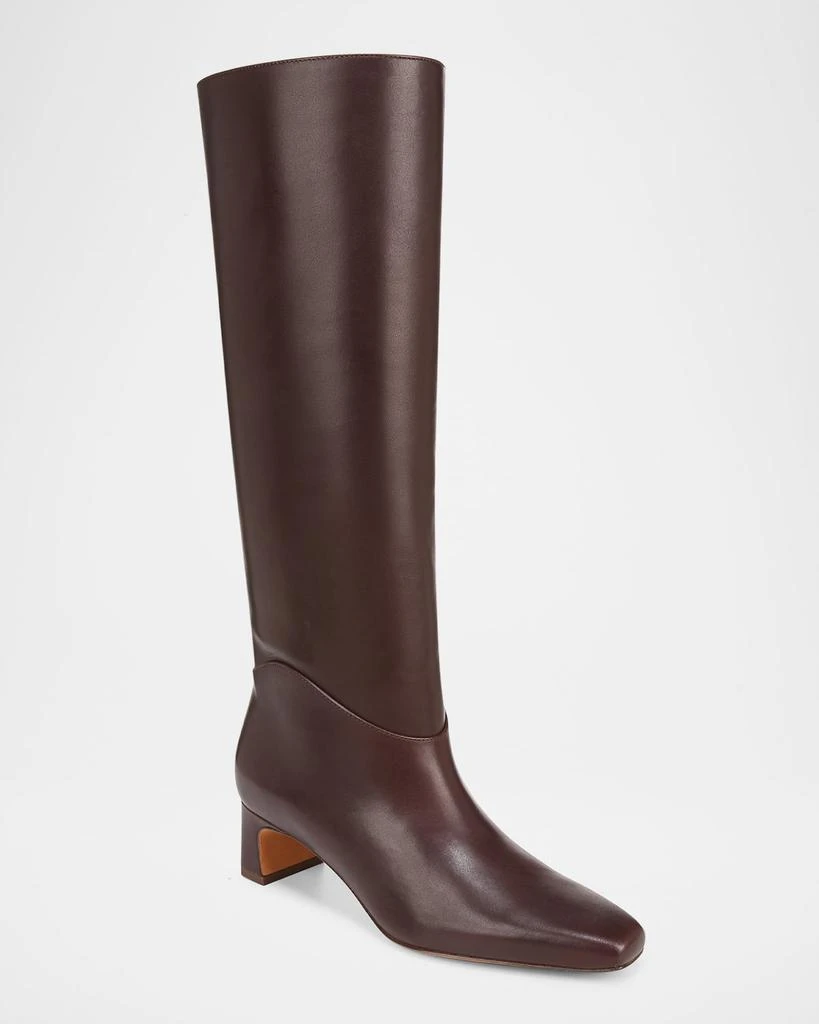 Vince Calf Leather Kitten-Heel Knee Boots Wide Calf 2
