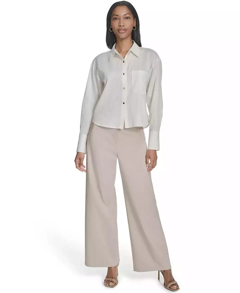HALSTON Women's Cropped Button-Front Shirt 5