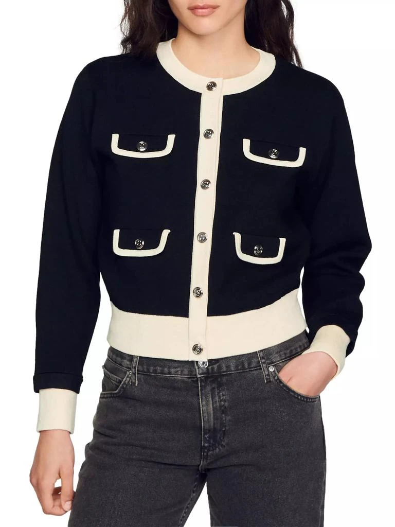 Sandro Two-Tone Cardigan with Buttons 6