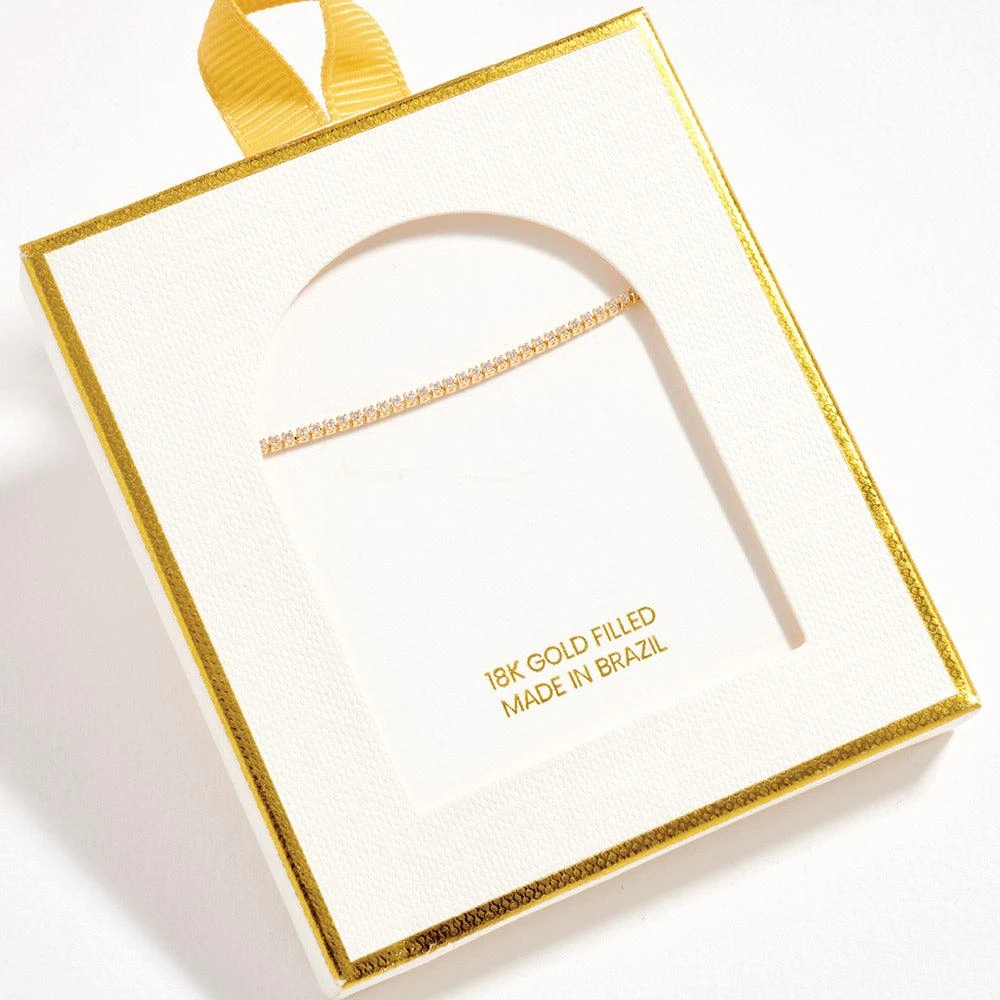 FASHNZFAB 18K Gold Filled Slim Classic CZ Tennis Chain Bracelet 3