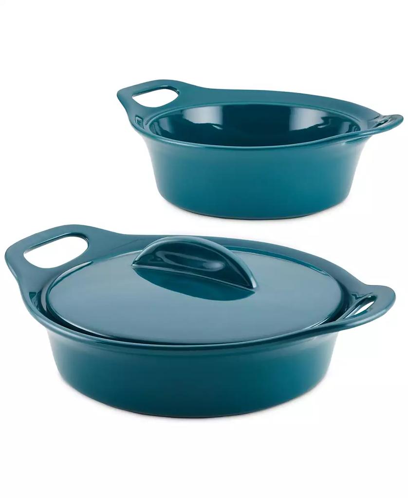 Rachael Ray Ceramic Casserole Bakers with Shared Lid Set, 3-Piece