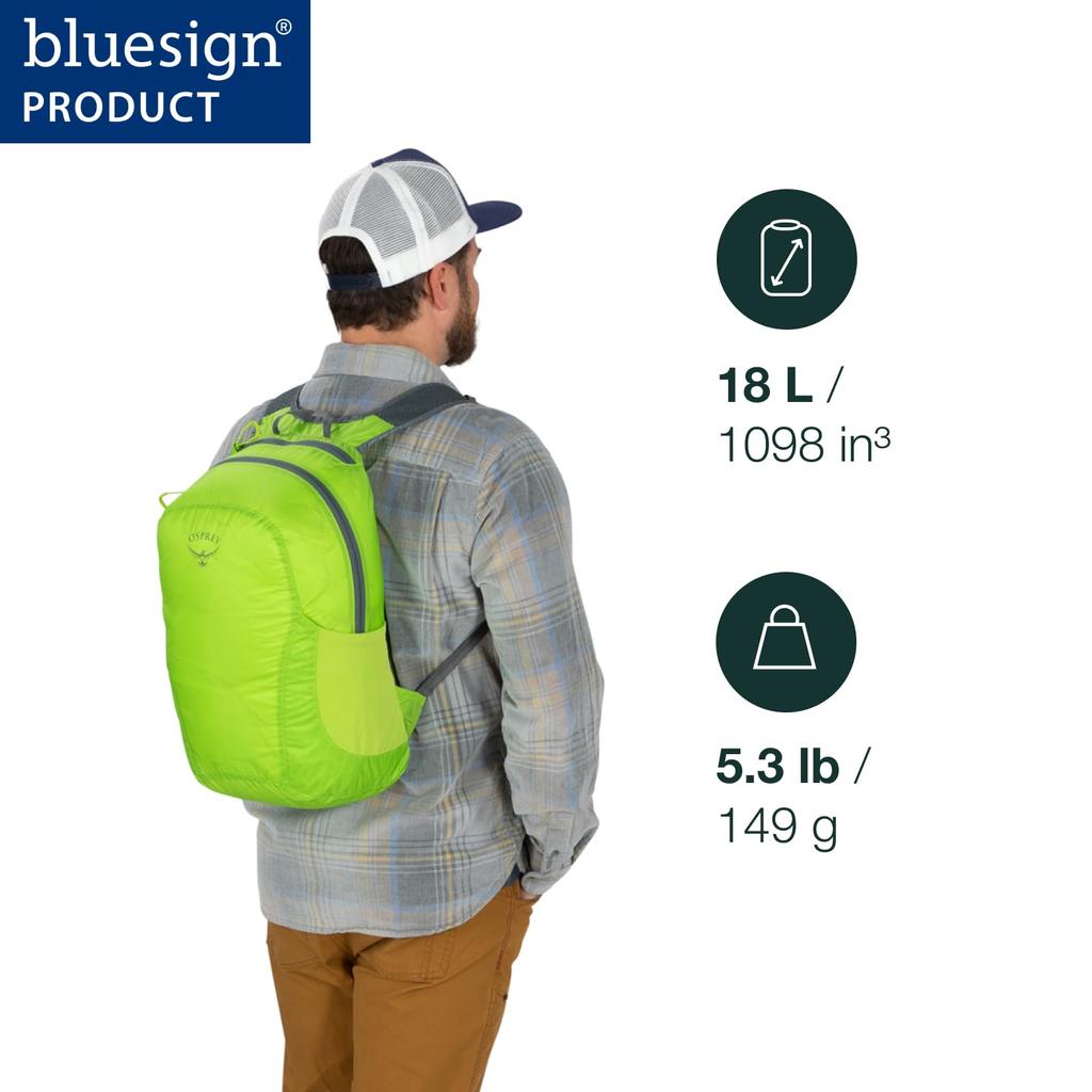 Osprey Osprey Ultralight Collapsible Stuff Pack - Lightweight, Packable Travel Backpack — Extra Bag For Travel and Every Day — 18 L Capacity Daypack to Expand Luggage, Black