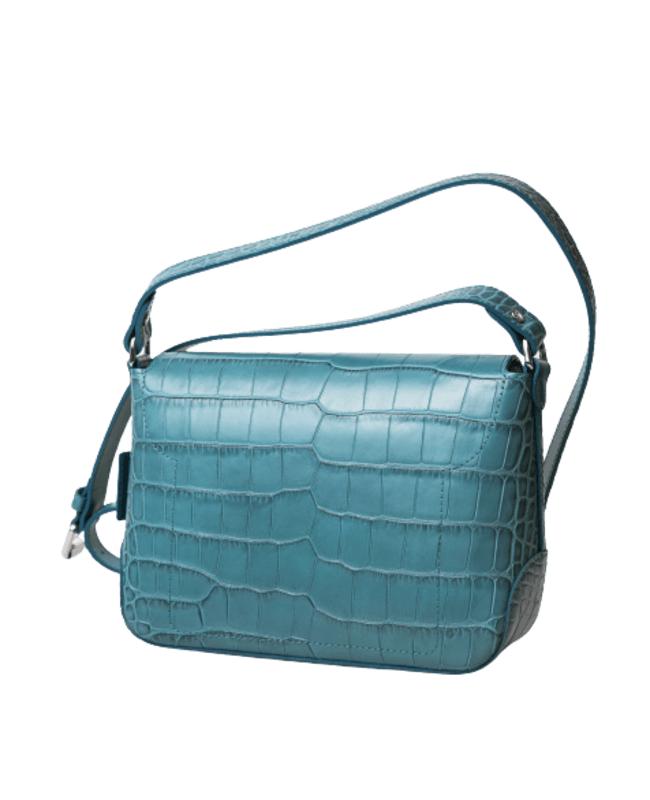 Longchamp Longchamp Roseau Sac Porté Travers Jade Croc-Embossed Leather Women's Crossbody Bag L2079924323