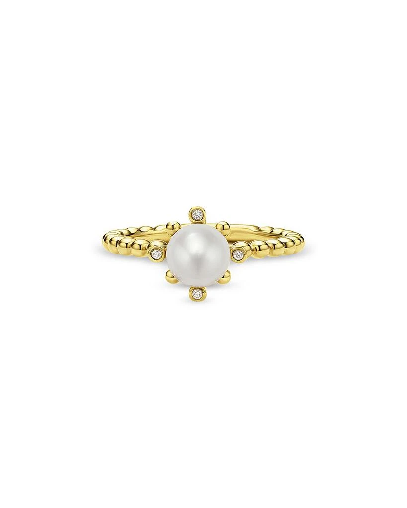 LAGOS 18K Yellow Gold Luna Cultured Pearl & Diamond Fleur Ring 5