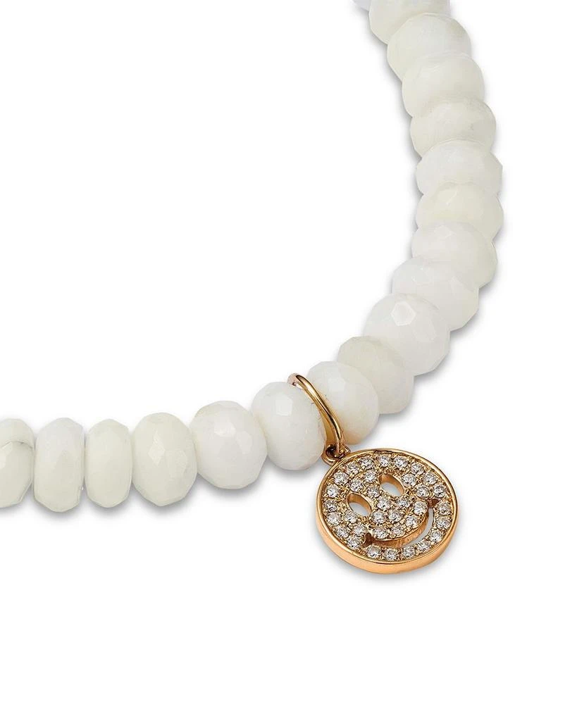 Sydney Evan Diamond Pavé Happy Face Charm White Opal Beaded Bracelet 3
