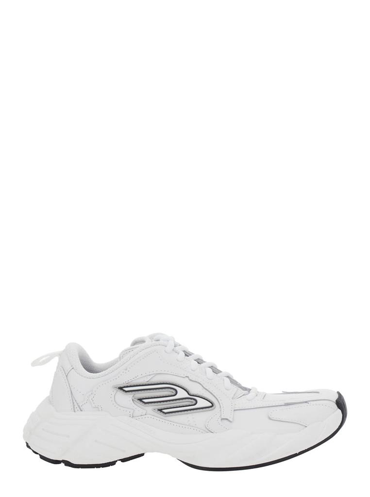 スニーカー BALENCIAGA WHITE LEATHER MONDAY SNEAKERS BALENCIAGA Monday rubber-trimmed leather sneakers | NET-A-PORTER