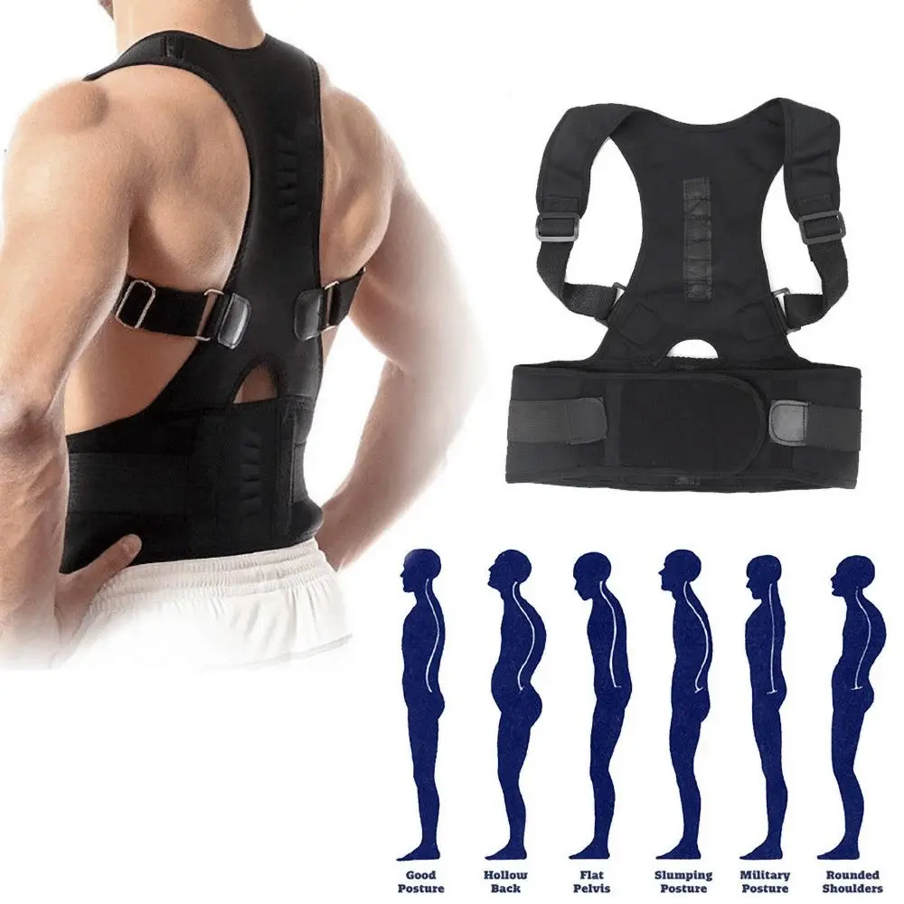 SEUNN Posture Corrector Support Magnetic Back Shoulder Brace Belt Band For Men Women - Medium