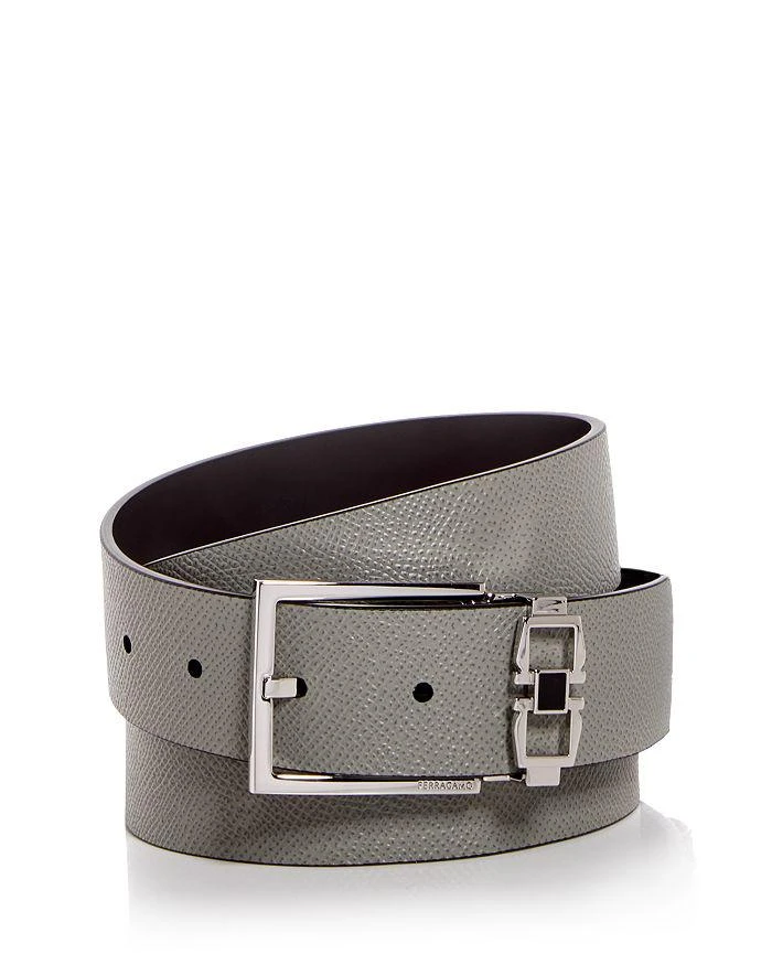 Salvatore Ferragamo Reversible Leather Belt with Silver Double-Gancini Buckle Reversible and adjustable Gancini belt - Men | Ferragamo main image 2