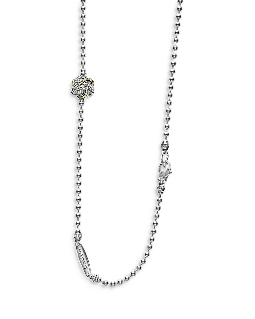 LAGOS Sterling Silver & 18K Yellow Gold Love Knot Station Necklace, 34" 1